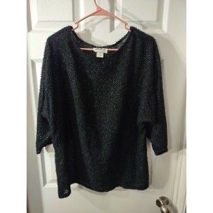 Johardin Originals Top Size 16 Black Sparkles 3/4 Sleeve